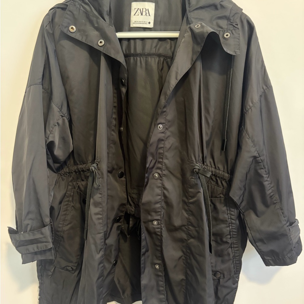 ZARA Black Hooded Shell Jacket
